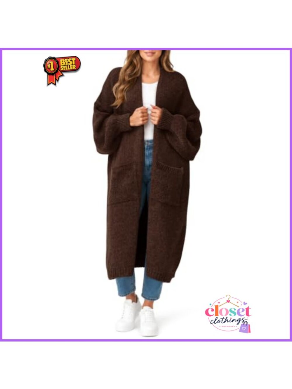 Womens Oversized Open Front Long Cardigan Coatigan Puff Sleeve Knit Sweater
